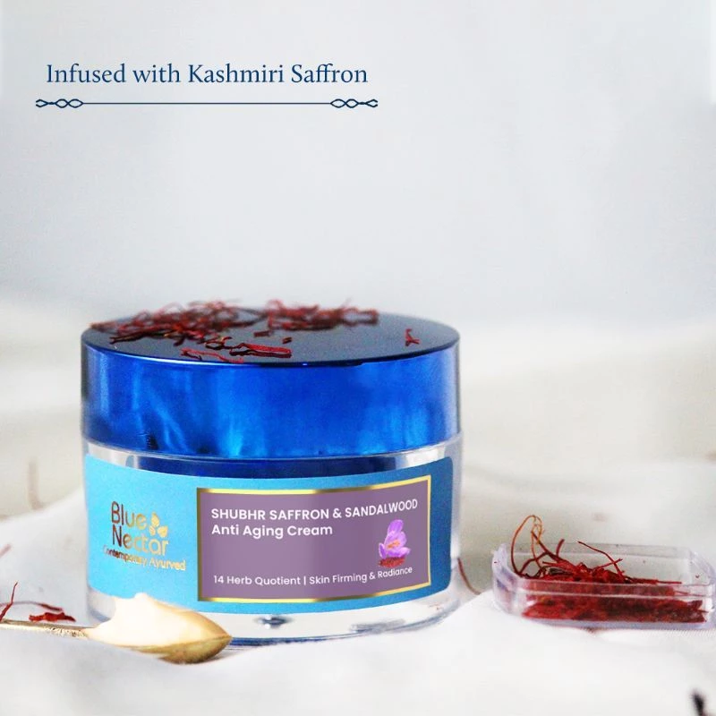 Blue Nectar Men Face Cream, Natural Skin Brightening Cream, Anti Aging Cream with Saffron - Image 5