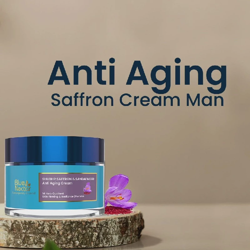Blue Nectar Men Face Cream, Natural Skin Brightening Cream, Anti Aging Cream with Saffron - Image 8