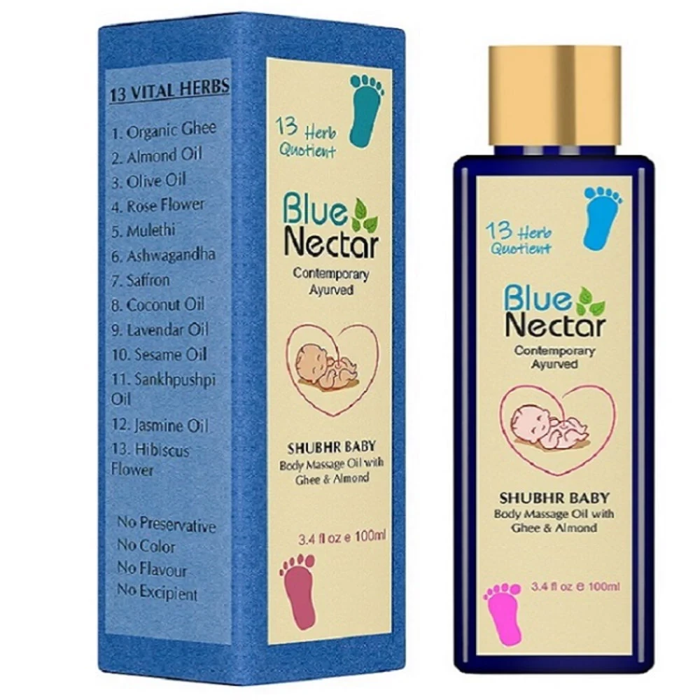 Blue Nectar Shubhr Baby Massage Oil with Ghee Almond - Image 3