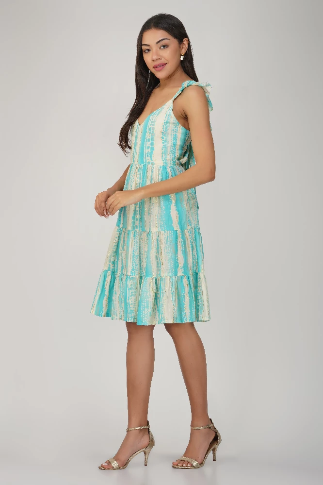Blue Printed Cotton Dress - Image 2