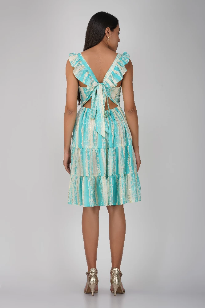 Blue Printed Cotton Dress - Image 5