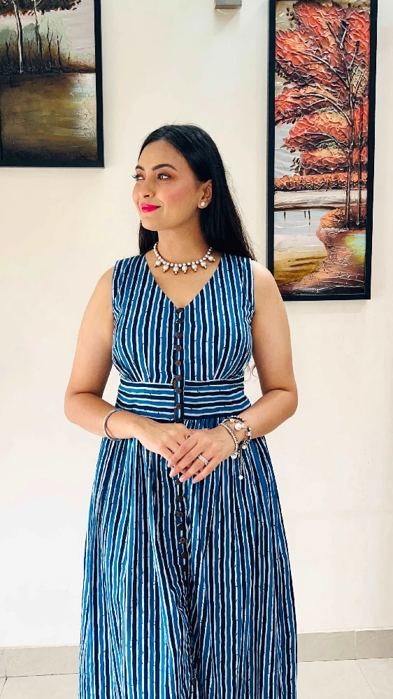 Blue Stripped Dress - Image 3