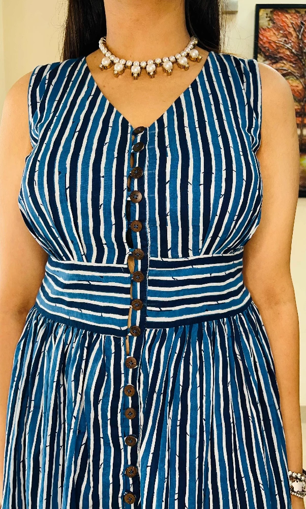 Blue Stripped Dress - Image 4