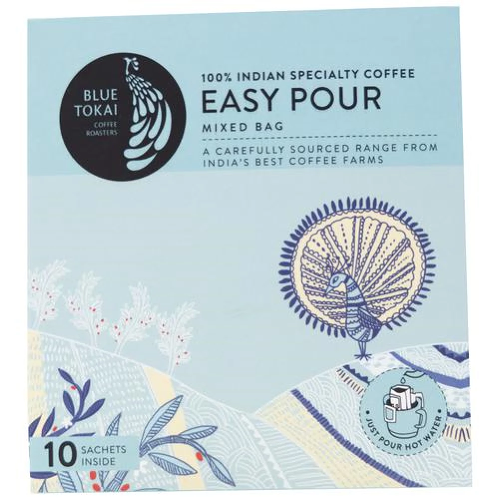 Blue Tokai Easy Pour Coffee Brew Bags Mixed Bag Light To Dark Roast Blue Tokai Easy Pour Coffee Brew Bags Mixed Bag Light To Dark Roast--110 g (10 Sachets x 11 g each)