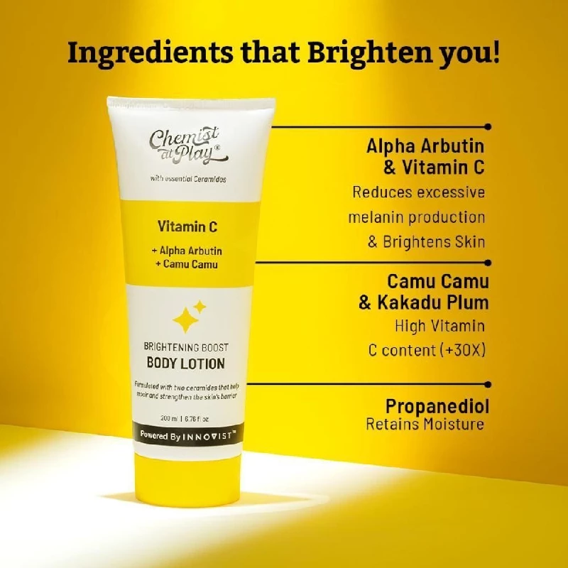 Chemist at Play Brightening Body Lotion, Ceramide & Alpha Arbutin Moisturizer - Image 3