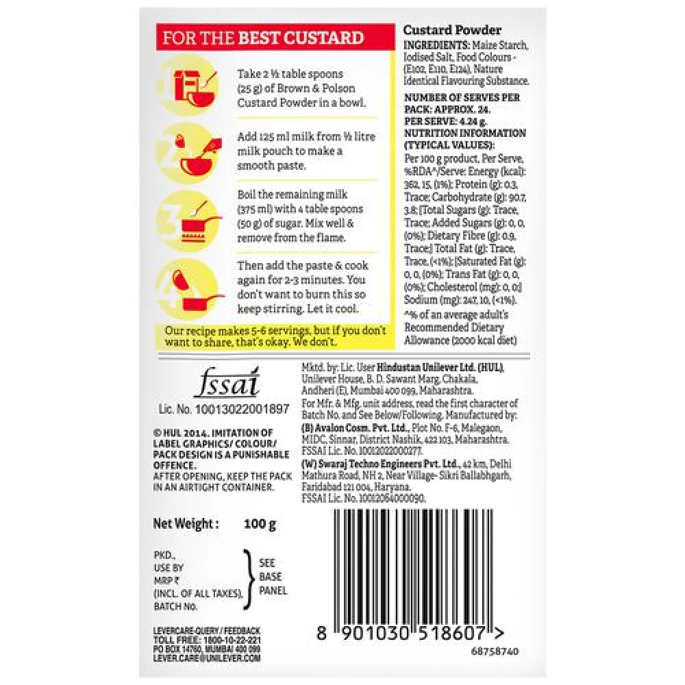 Brown & Polson Custard Powder - Vanilla flavour - Image 3
