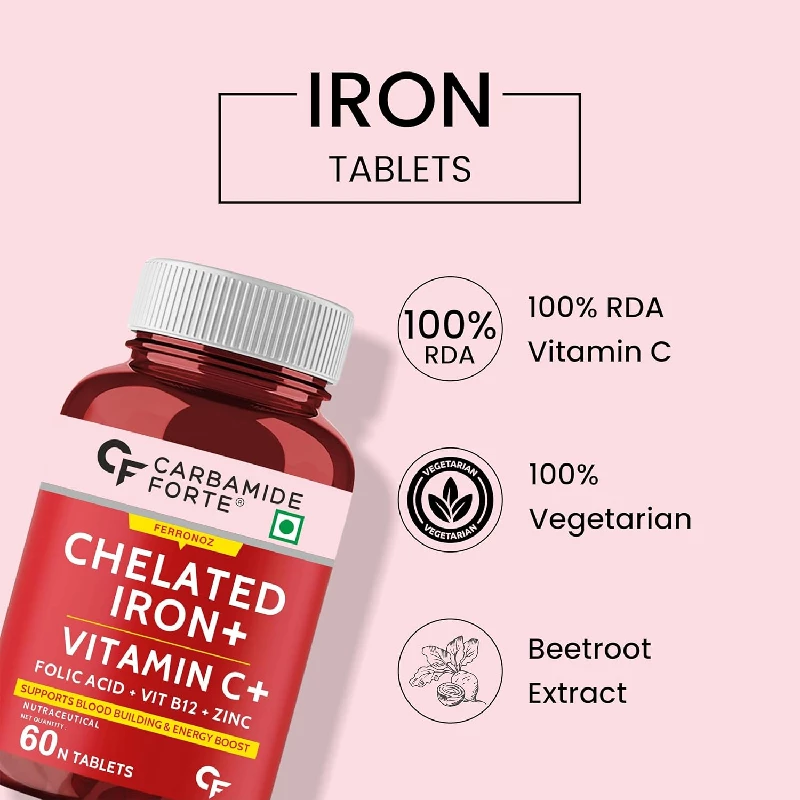 Carbamide Forte Chelated Iron + Vitamin C, B12, Folic Acid & Zinc - Image 3
