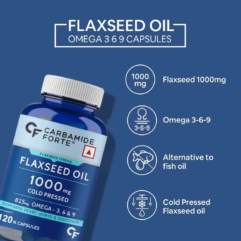 Carbamide Forte Cold Pressed Organic Flaxseed Oil Omega 3 6 9 Capsules - Image 3