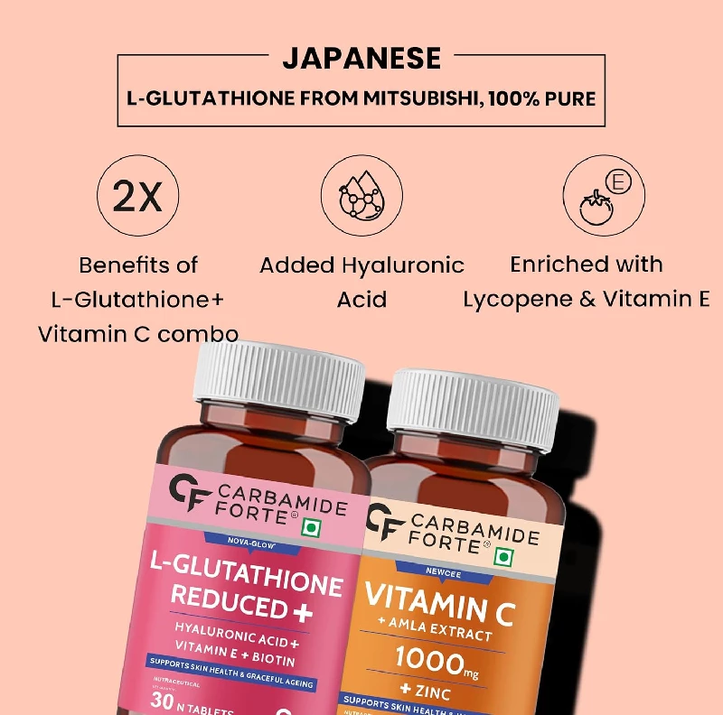 Carbamide Forte Japanese Reduced L Glutathione Tablets with Vitamin C from Amla Extract Combo Pack - Image 3
