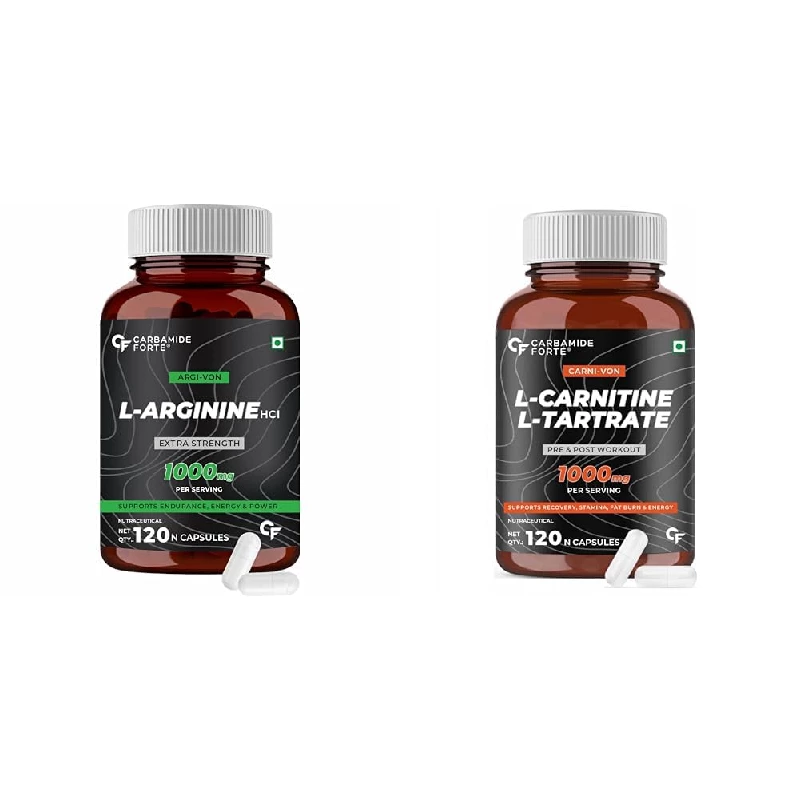 Carbamide Forte L Arginine 1000mg Supplement & L Carnitine L Tartrate 1000mg Capsules For Men & Women