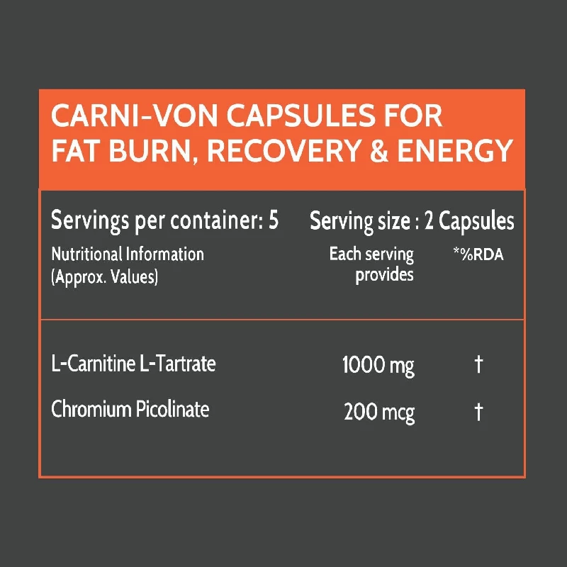 Carbamide Forte L-Carnitine L-Tartrate 1000mg Capsules for Men & Women - Image 2