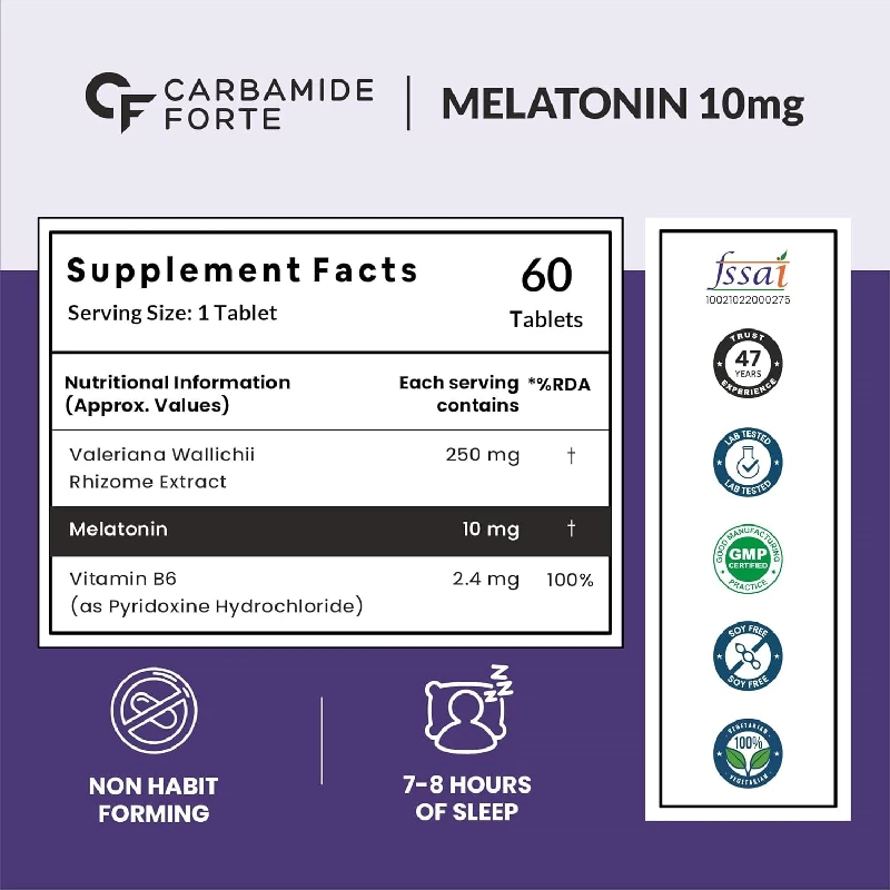 Carbamide Forte Melatonin 10mg with Tagar 250mg Sleeping Aid Pills - Image 2