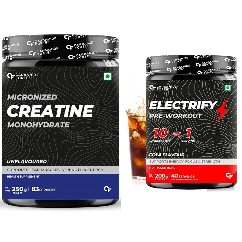 Carbamide Forte Micronised Creatine Monohydrate Powder Unflavoured 83 Servings & Pre Workout Powder For Men & Women 40 Serving