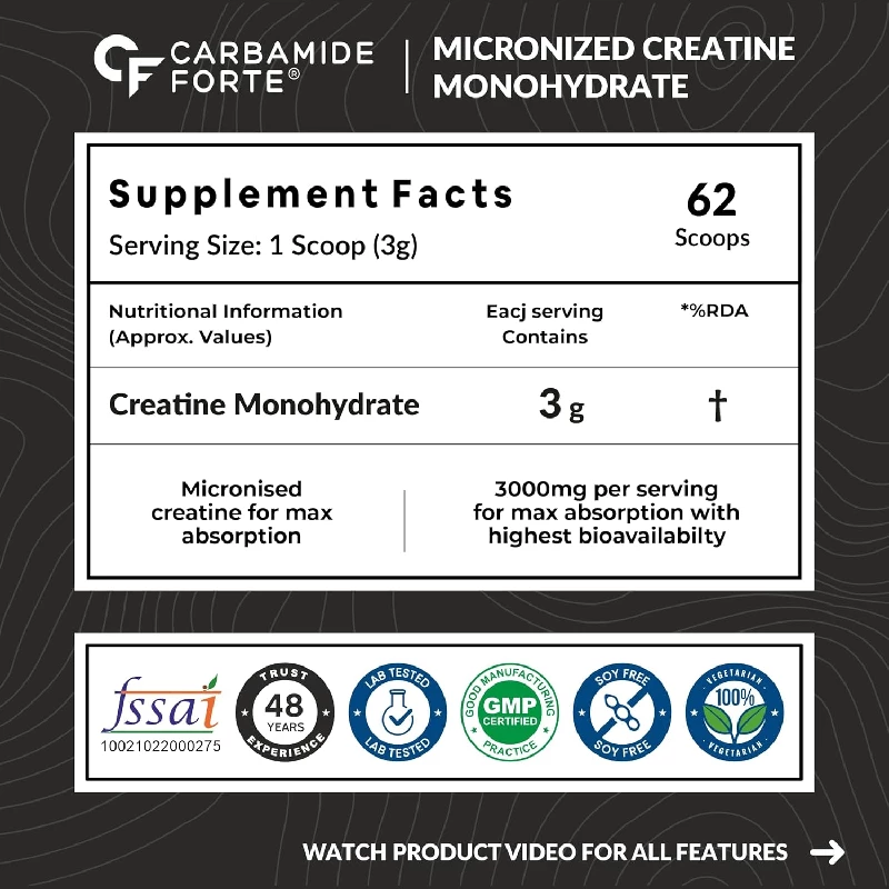 Carbamide Forte Micronised Creatine Monohydrate Powder Creatine Supplement for Lean Muscle Volumization, Strength & Energy-Cola- 62 Servings - Image 2