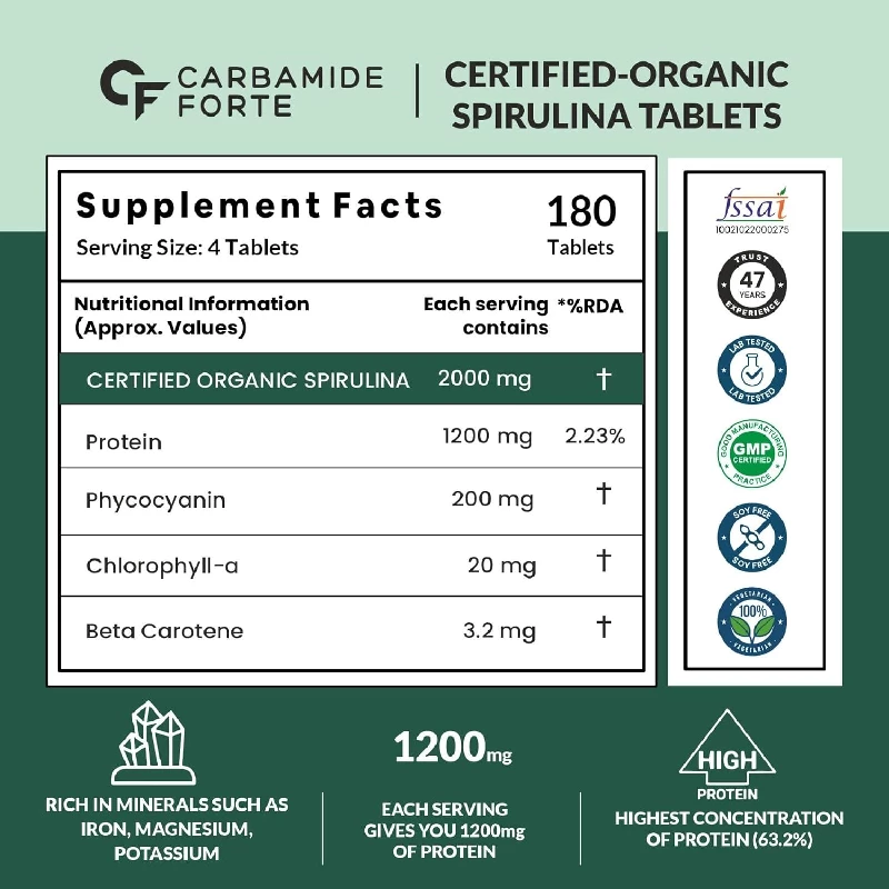 Carbamide Forte Organic Spirulina Tablets - Image 2