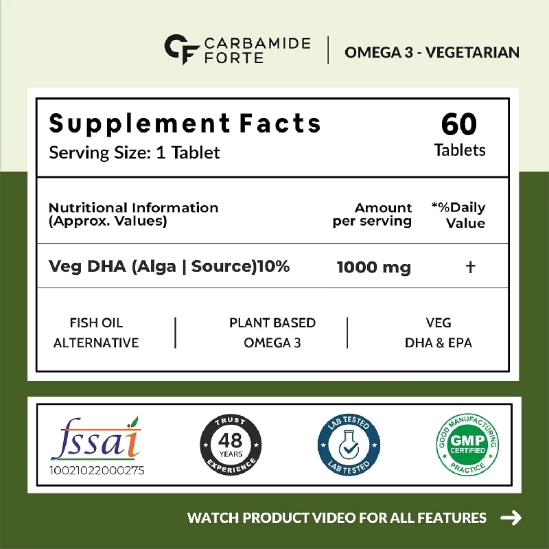 Carbamide Forte Veg Omega 3 Tablets for Men & Women - Image 2