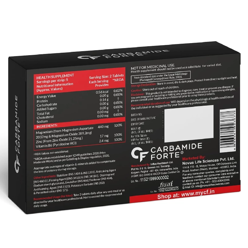 Carbamide Forte ZMA Supplements for Men & Women-Zinc and Magnesium Supplements with Vitamin B6 - Image 7