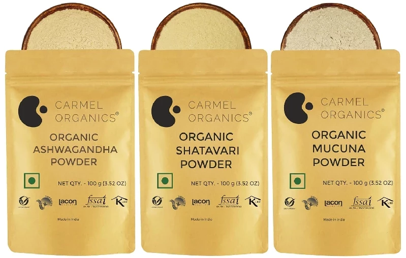 Carmel Organics Combo Of Ashwagandha Powder, Shatavari Powder And Mucuna Powder