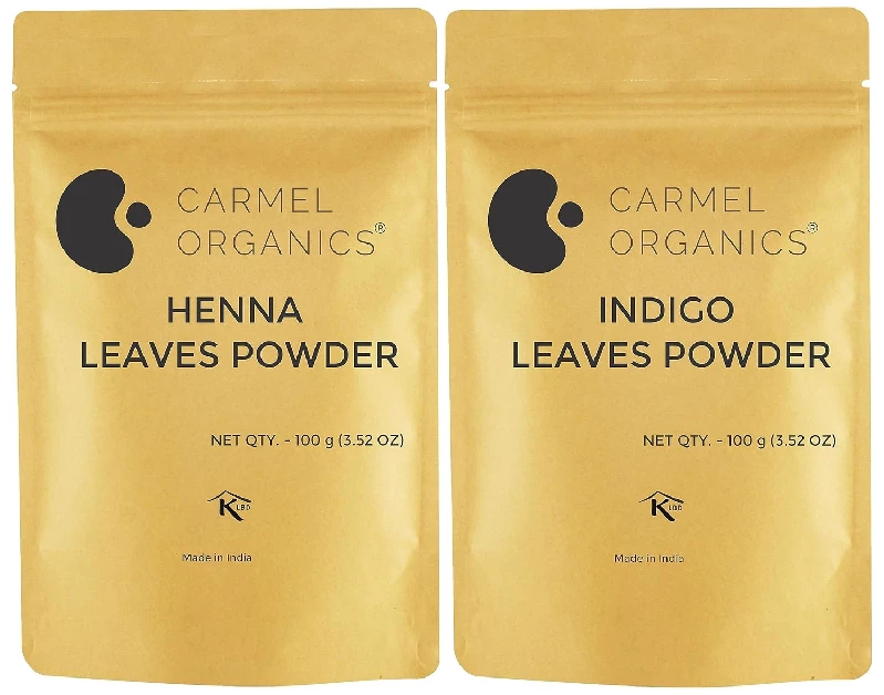 Carmel Organics Hair Color Henna & Indigo Leaves Powder Combo - Image 1