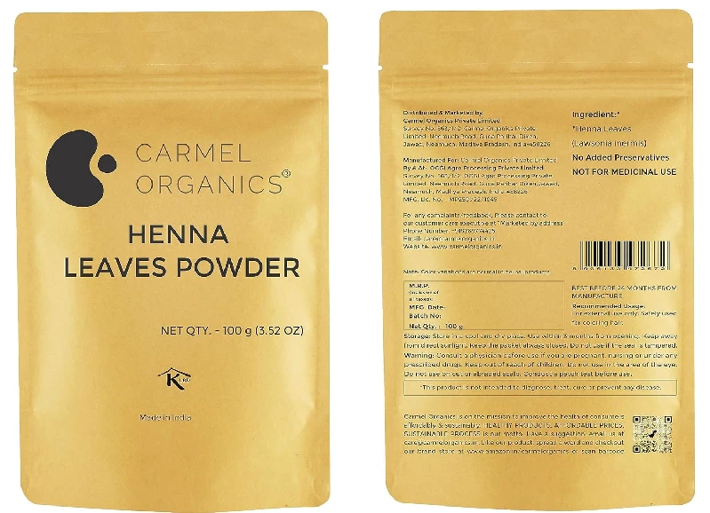 Carmel Organics Hair Color Henna & Indigo Leaves Powder Combo - Image 6
