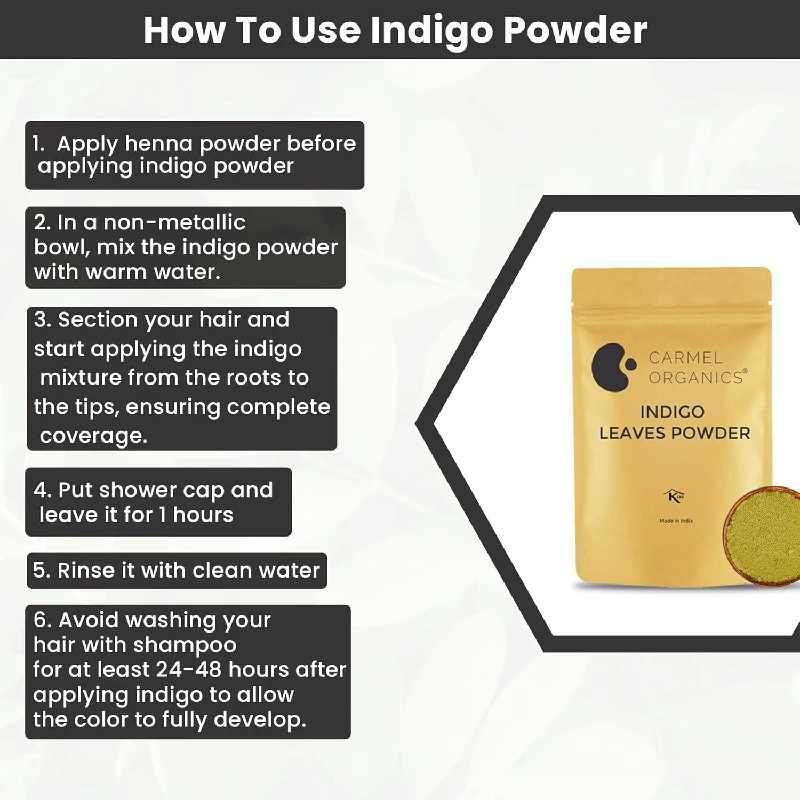 Carmel Organics Hair Color Henna & Indigo Leaves Powder Combo - Image 3