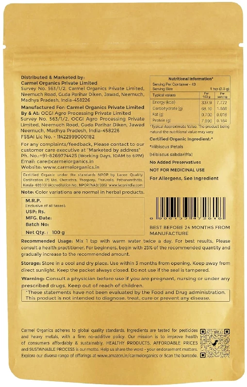 Carmel Organics Hibiscus Petals Powder - Image 2