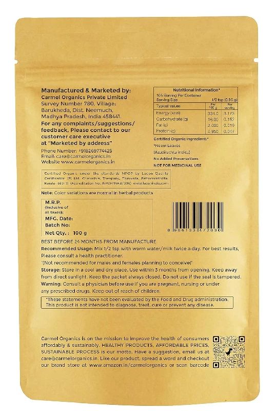 Carmel Organics Neem Leaves Powder - Image 2