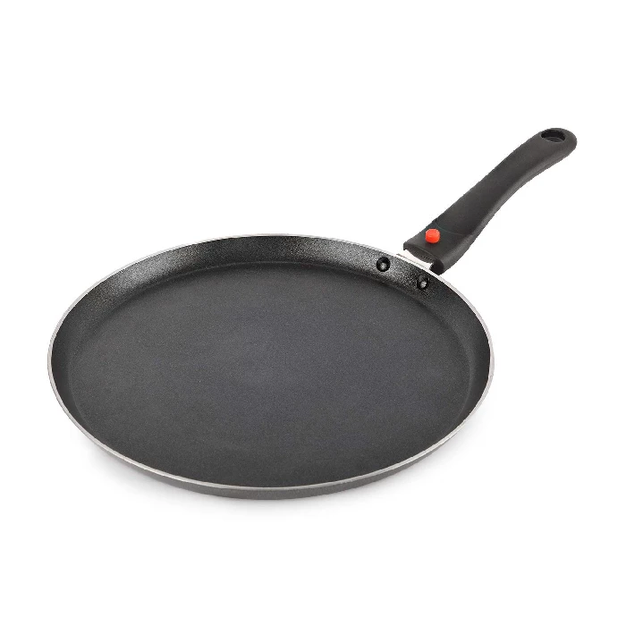 Cello Non Stick Dosa Tawa Induction Base With Detachable Handle, 280 Mm Hammered Toned,aluminium, Black