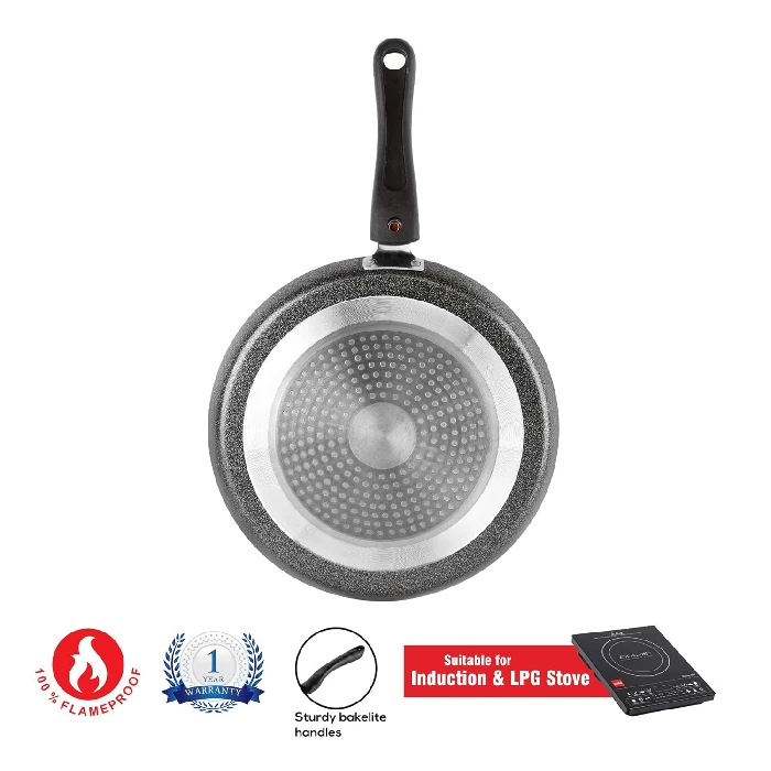 Cello Non Stick Dosa Tawa Induction Base with Detachable Handle, 280 mm Hammered Toned,Aluminium, Black - Image 2