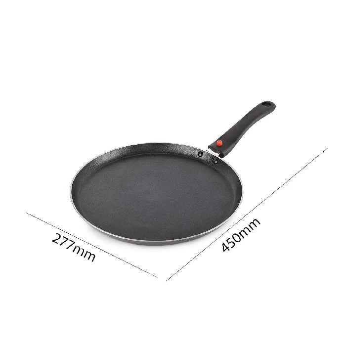 Cello Non Stick Dosa Tawa Induction Base with Detachable Handle, 280 mm Hammered Toned,Aluminium, Black - Image 3