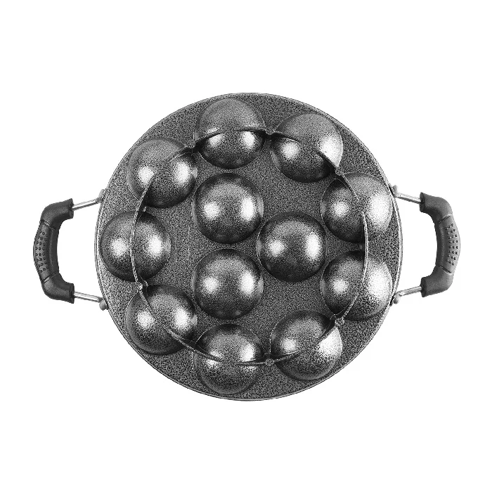 Cello Non-Stick 12 Cavity Grill Appam Patra 2 Side Handle with Stainless Steel Lid - Image 4