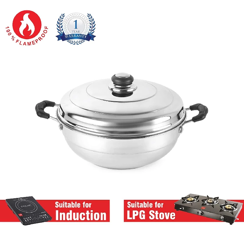 Cello Stainless Steel Induction Base Idli Cooker and Multi Kadhai - Image 3