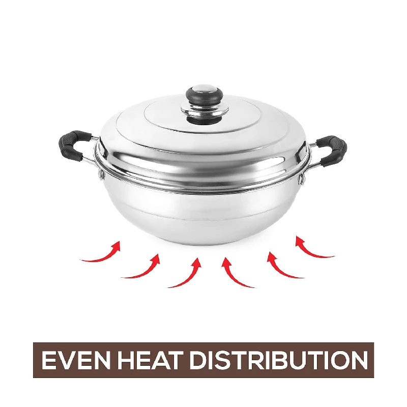 Cello Stainless Steel Induction Base Idli Cooker and Multi Kadhai - Image 5