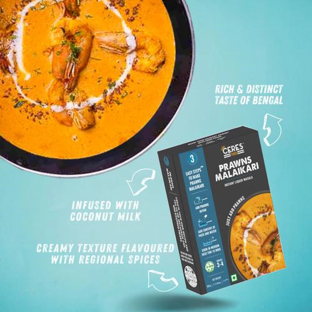Ceres Foods Bengali Prawns Malaikari Instant Liquid Masala - Ready To Cook Indian Curry Cooking Paste - Image 4
