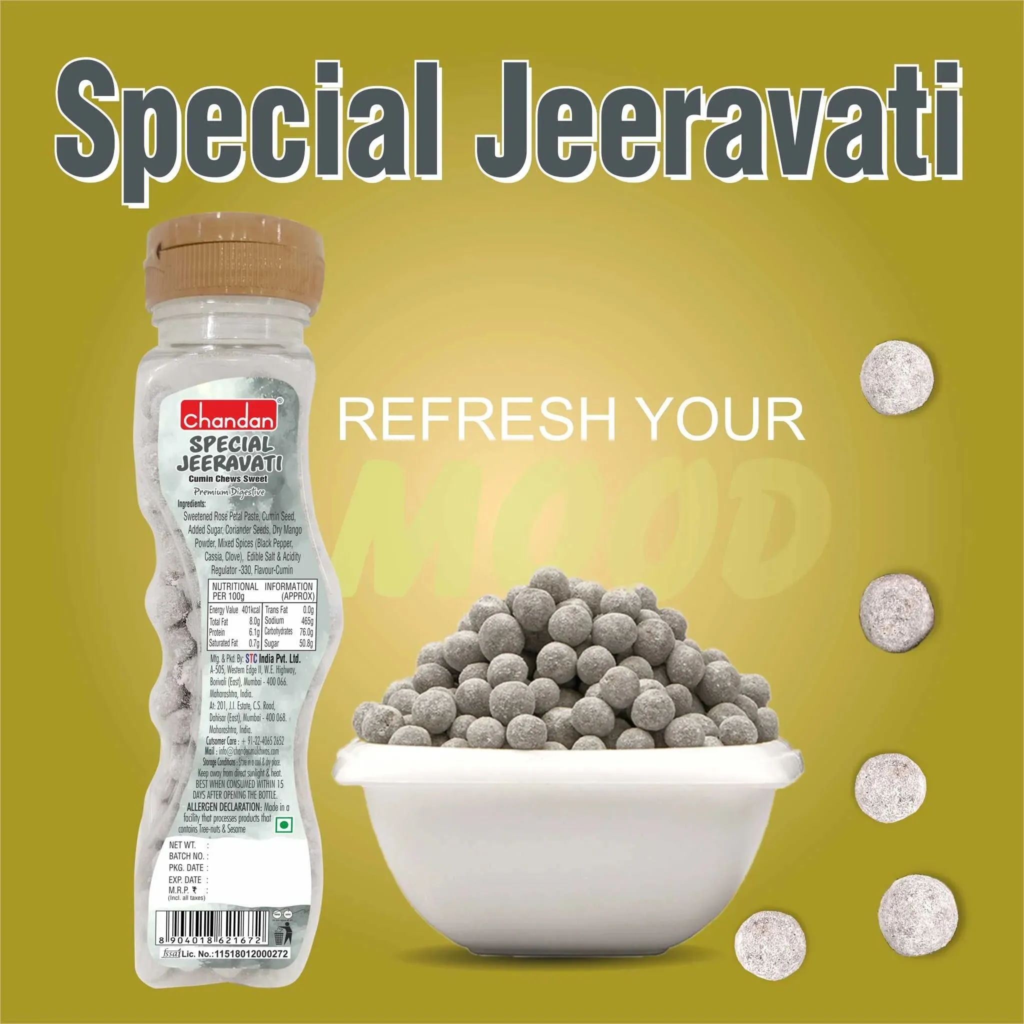 Chandan Mukhwas Special Jeera Vati ( Jeeragoli ) Sweet Cumin Chews