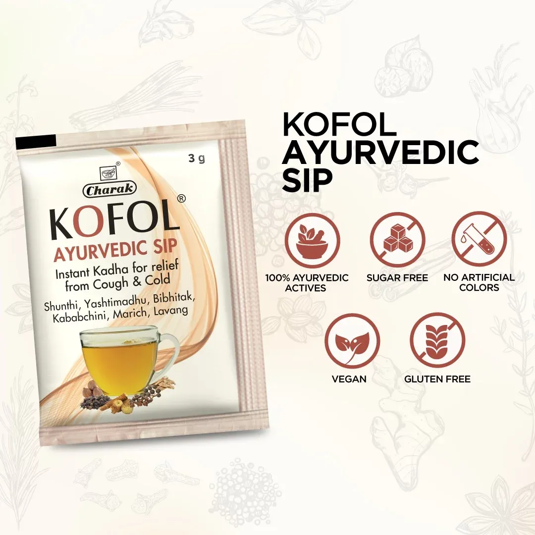 Charak Pharma Kofol Ayurvedic Sip - Instant Kadha - Image 1
