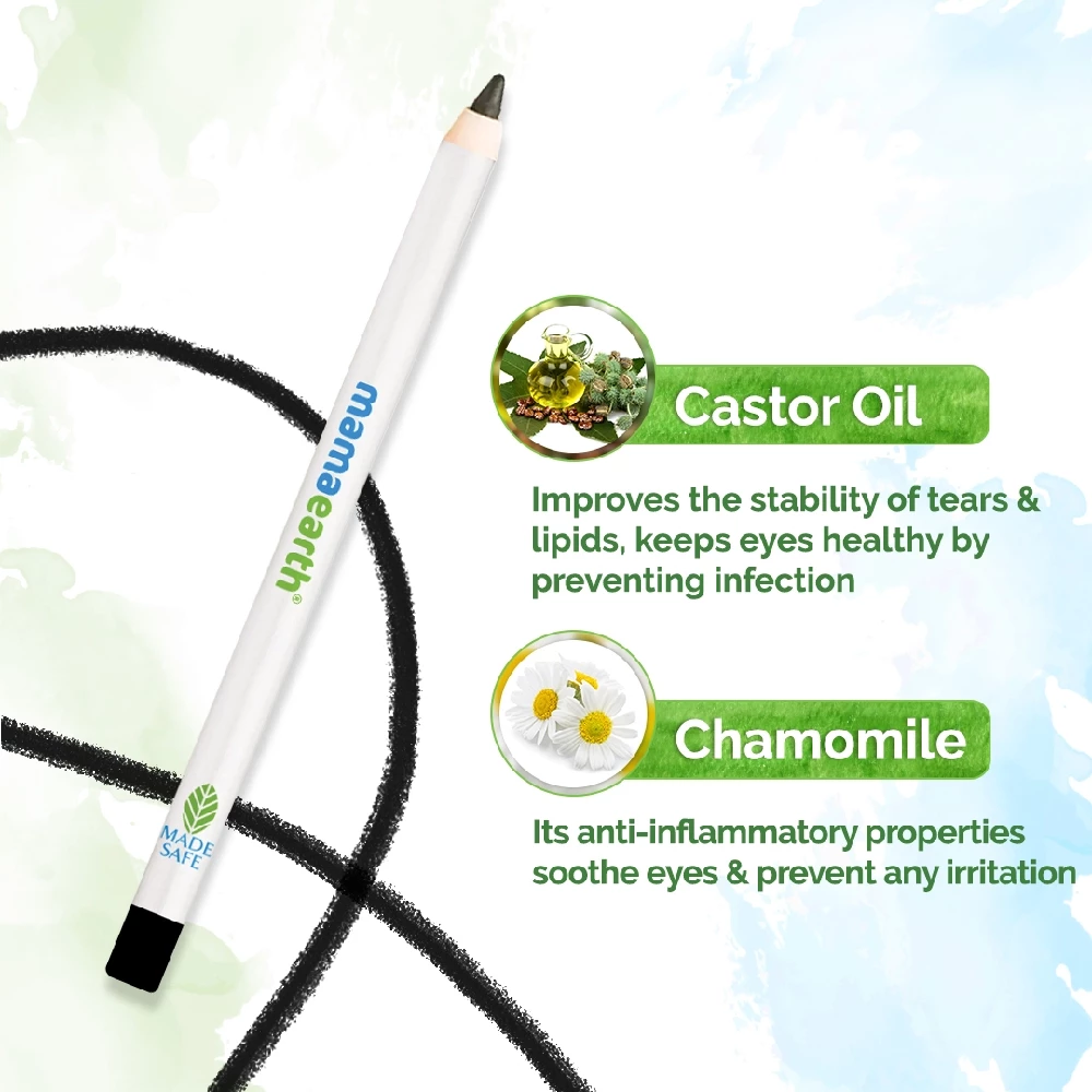 Charcoal Black Long Stay Kajal Kohl Pencil With Castor Oil and Chamomile For 11-Hour Smudge-free Stay with Free Sharpener - Image 5