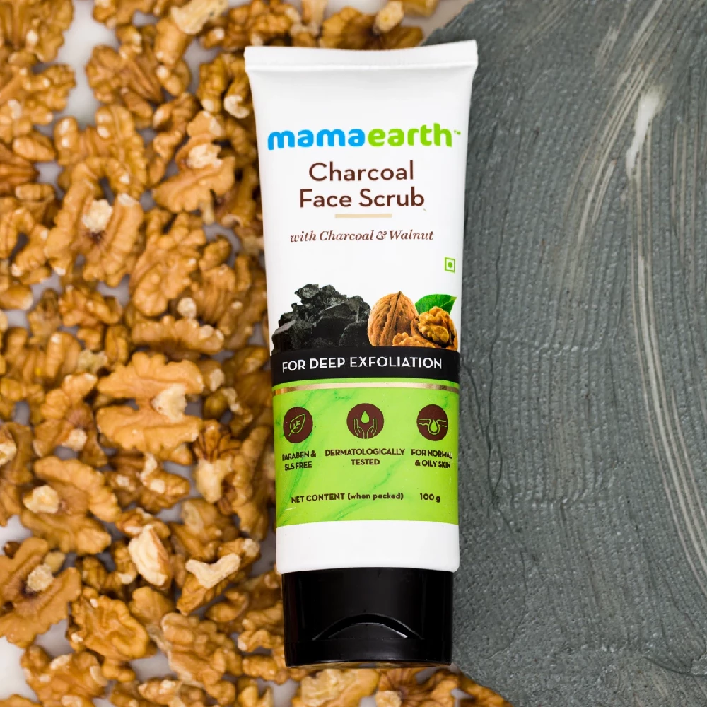 Charcoal Face Scrub For Oily Skin and Normal skin, with Charcoal and Walnut for Deep Exfoliation - Image 2