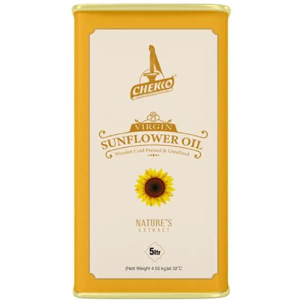 Chekko Cold Pressed Sunflower Oil - 100% Natural, Pure & Unrefined, For Cooking