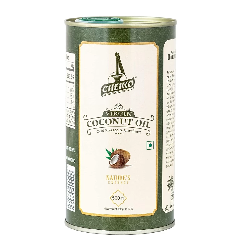 Chekko Cold Pressed Virgin Coconut Oil For Cooking Food, Massage, Diet, Oil Pulling, 100 Natural