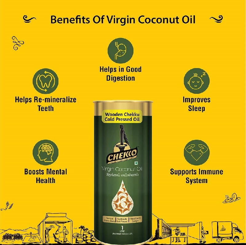 Chekko Cold Pressed Virgin Coconut Oil for Cooking Food, Massage, Diet, Oil Pulling, 100% Natural - Image 5