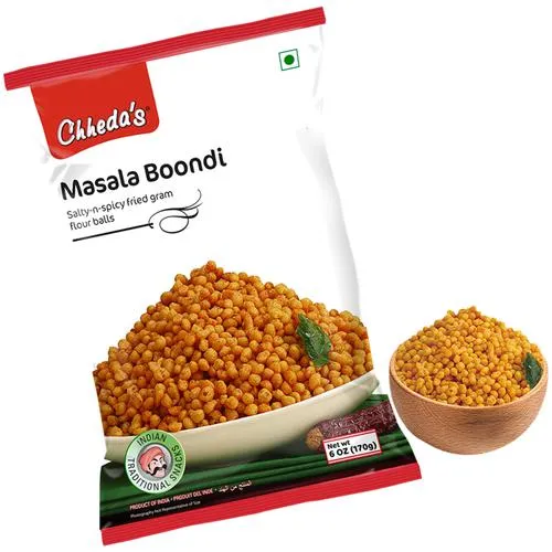 Chhedas Masala Boondi - Salty-n-Spicy Chhedas Masala Boondi - Salty-n-Spicy-Pack Size-170 g