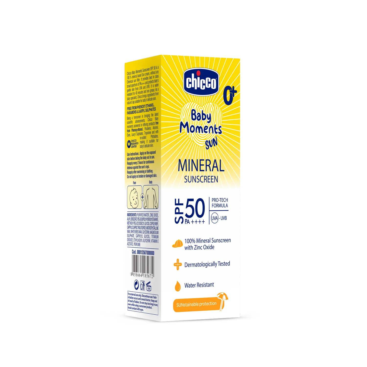 Chicco Baby Moments Mineral Sun Cream SPF 50 Chicco Baby Moments Mineral Sun Cream SPF 50-Pack Size-75 g