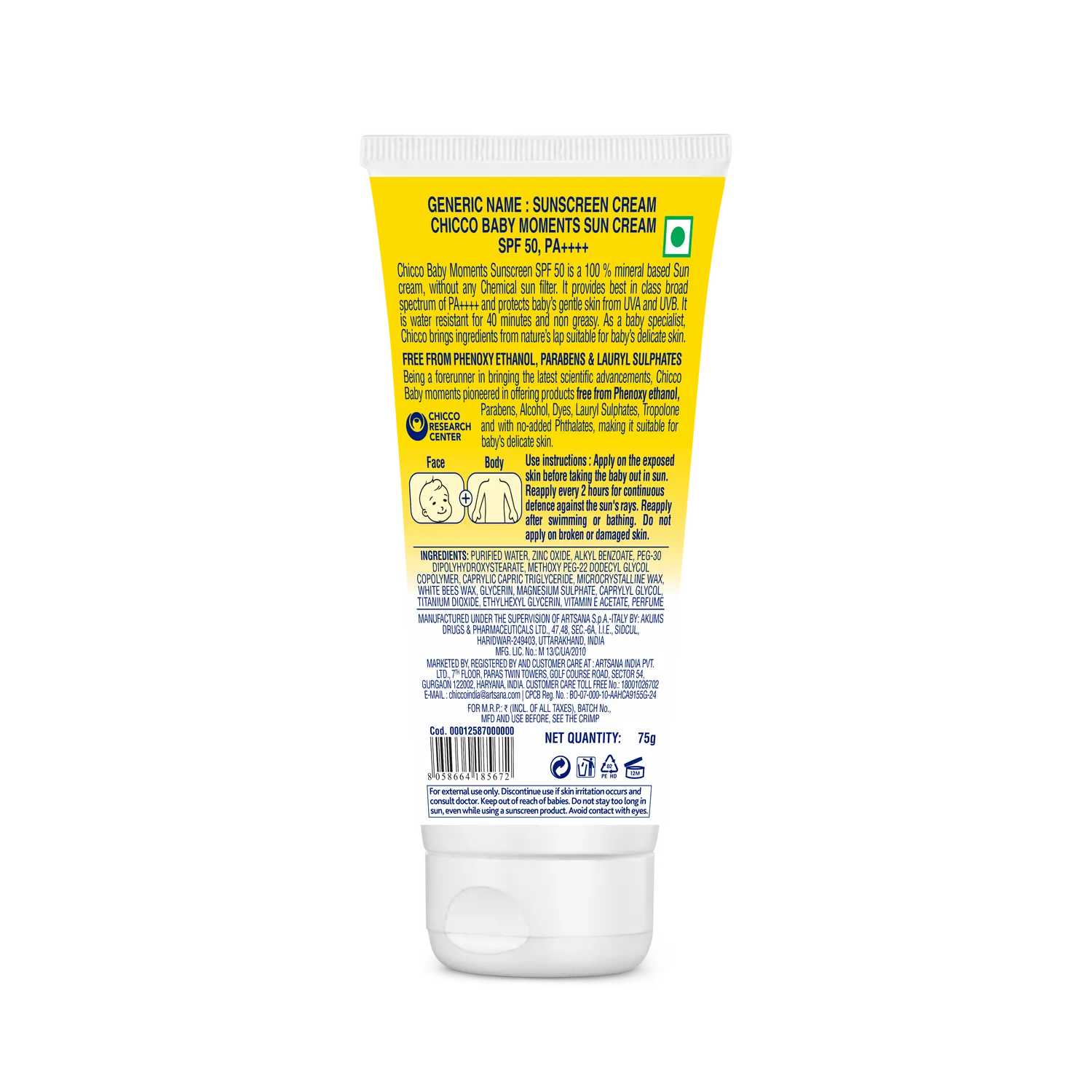 Chicco Baby Moments Mineral Sun Cream SPF 50 - Image 3
