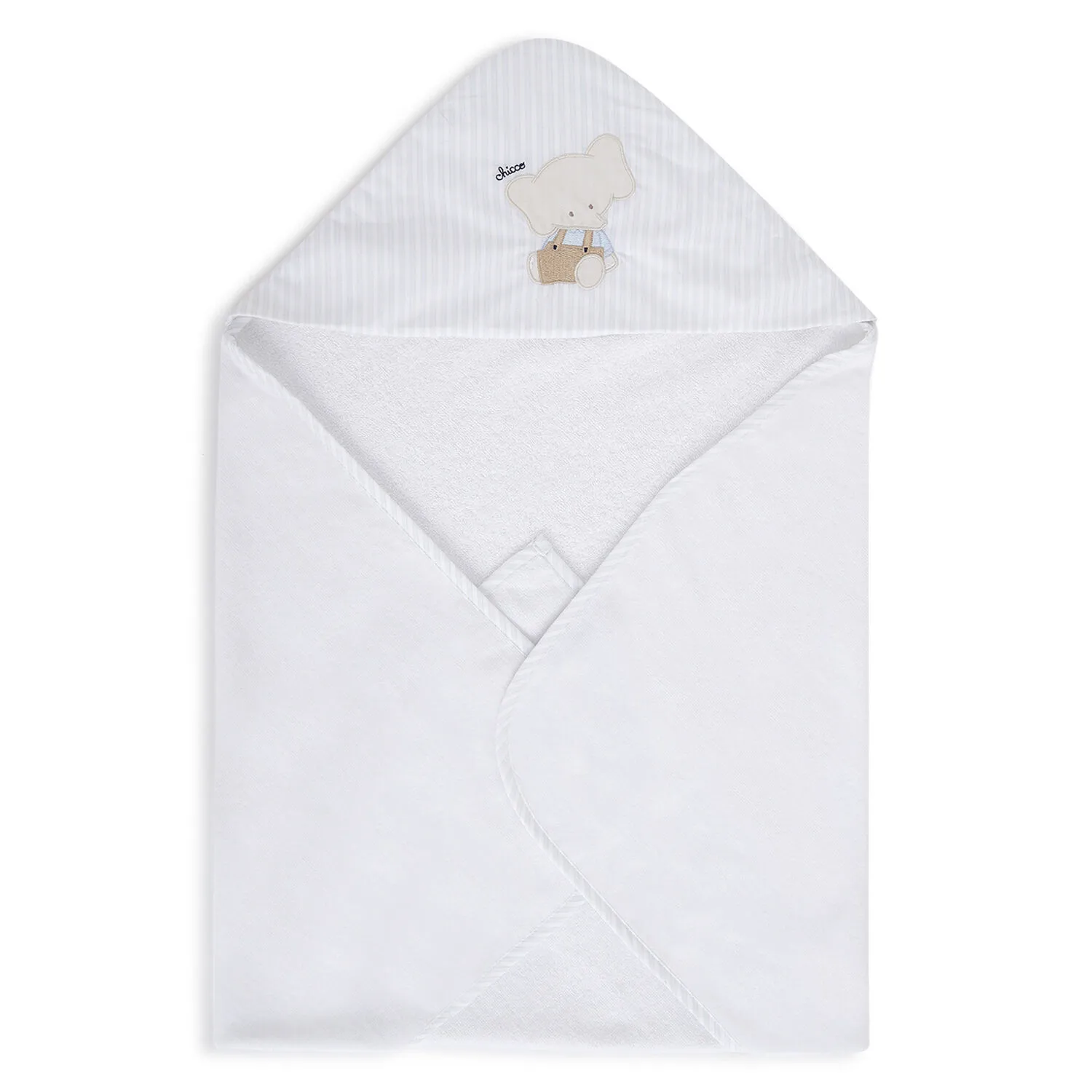 Chicco Boys White and Light Blue Woven Bathwrap - Image 3