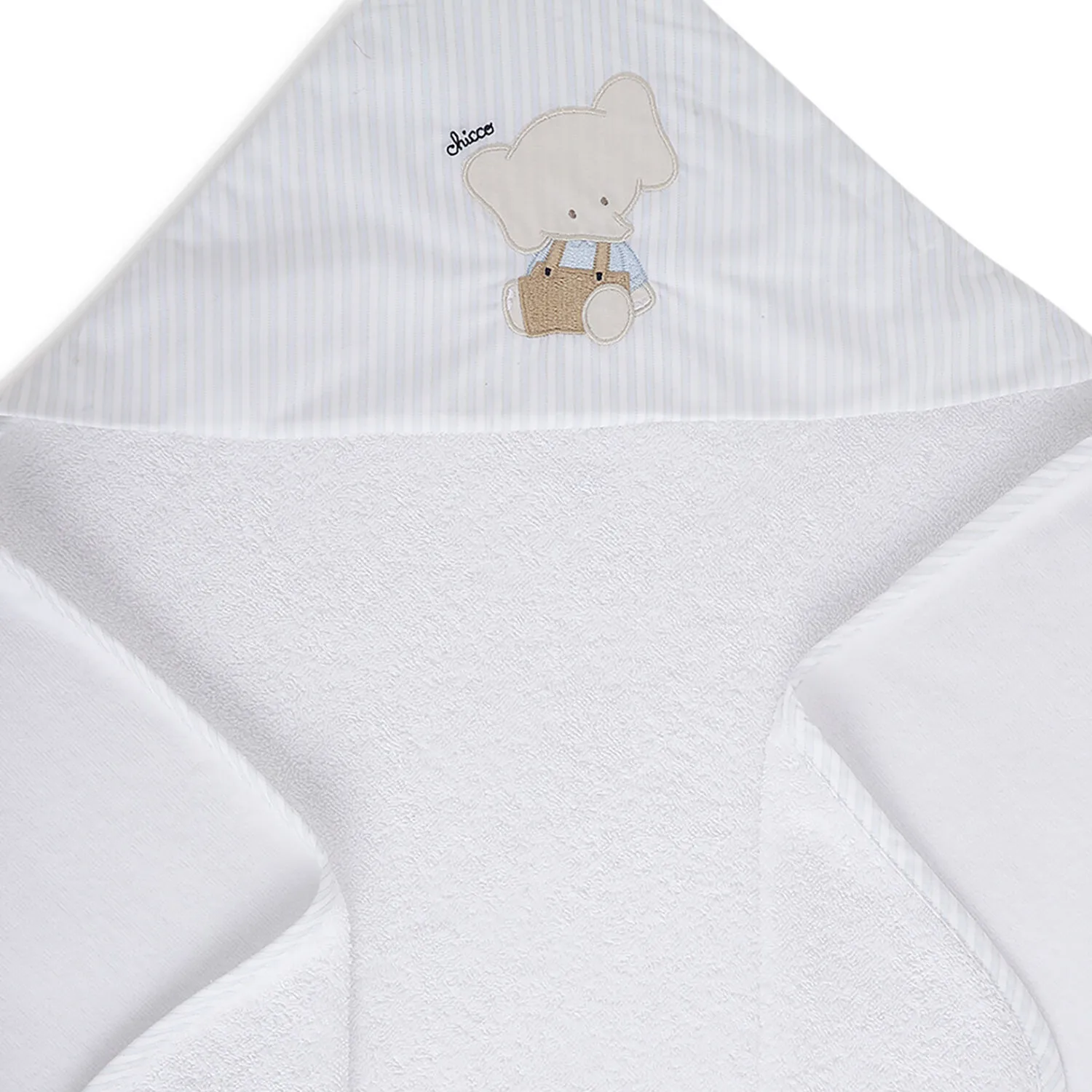 Chicco Boys White and Light Blue Woven Bathwrap - Image 4