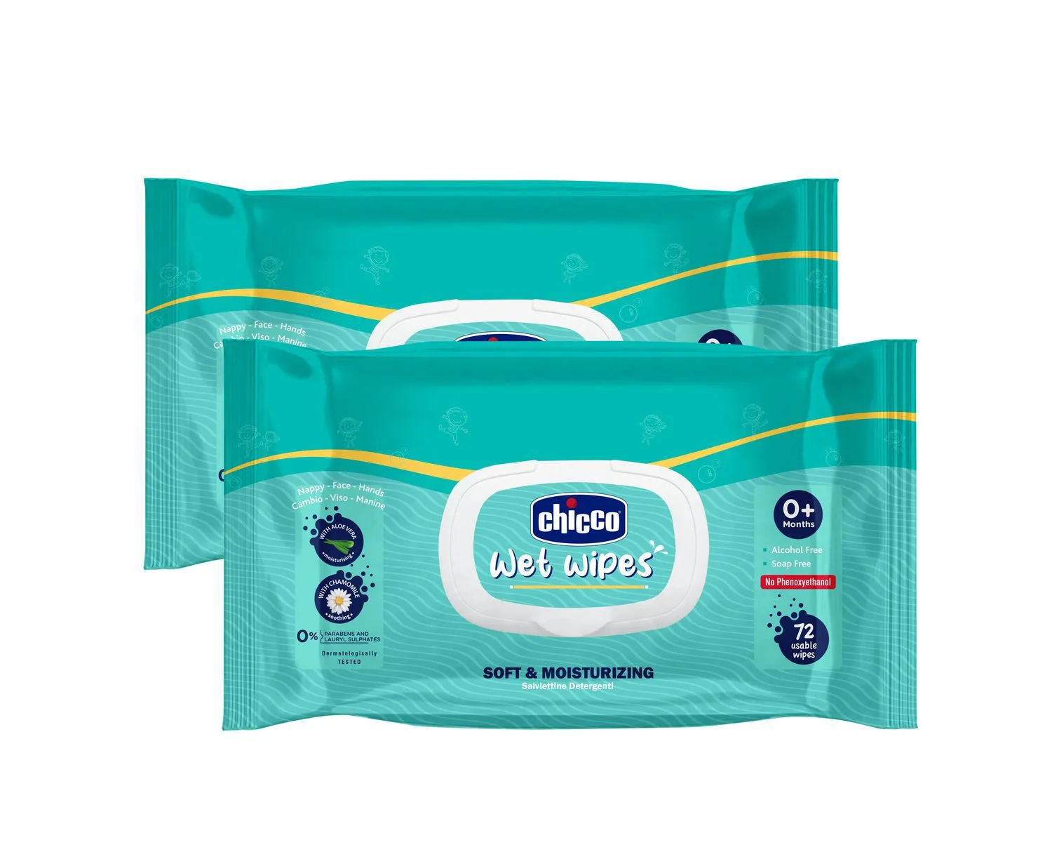 Chicco Wet Wipes - Fliptop (Pack of 2) Chicco Wet Wipes - Fliptop (Pack of 2)-Pack Size-144 Pcs