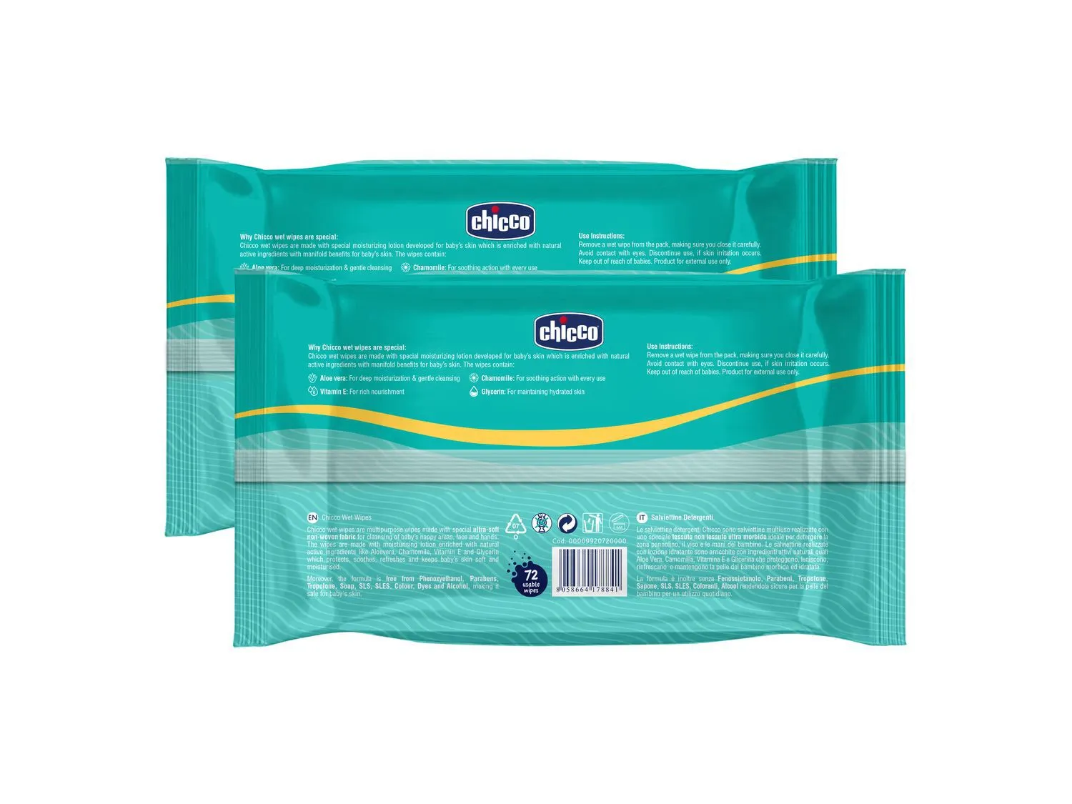 Chicco Wet Wipes - Fliptop (Pack of 2) - Image 2