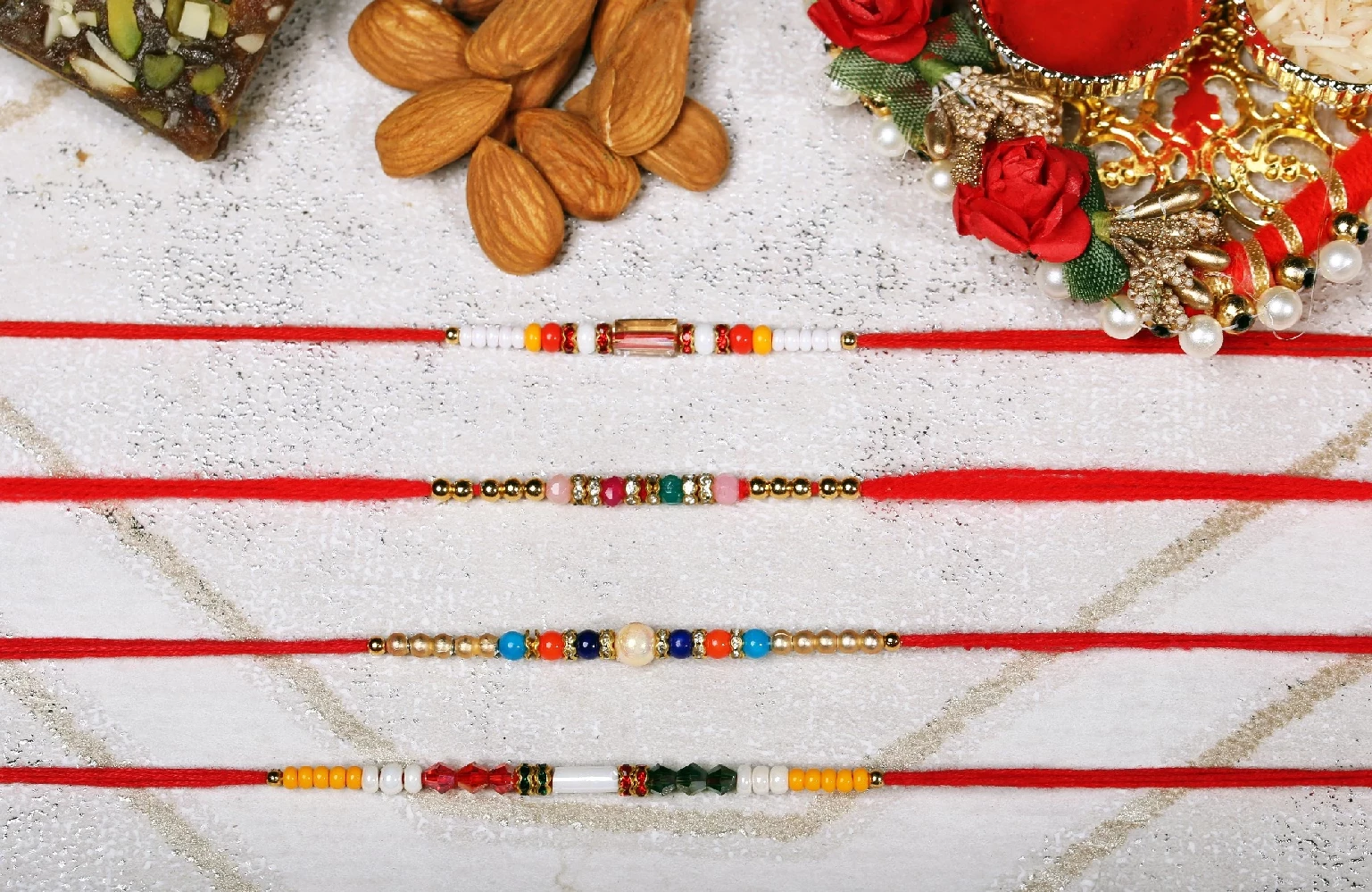 Classy Beads and Kundan Rakhis - Image 1