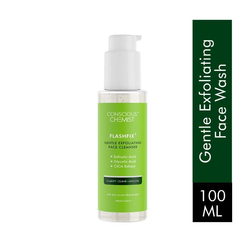 Conscious Chemist Flashfix Gentle Exfoliating Face Cleanser For Oily Acne Prone Skin